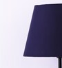 Ribbed E27 Holder Wooden Base Table Lamp (Blue Base) with Fabric Shade (Blue)