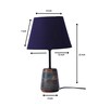 Ribbed E27 Holder Wooden Base Table Lamp (Blue Base) with Fabric Shade (Blue)
