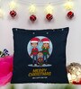 Blue Christmas Themed Satin 12 x 12 Inches Cushion Cover