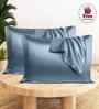 Blue Satin Silk 72x46 cm Pillow Covers (Set of 2) With 1Pc Scrunchie Free