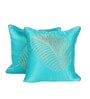 Blue Satin Textured 16x16 inches Cushion Covers (Pack of 2)