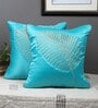 Blue Satin Textured 16x16 inches Cushion Covers (Pack of 2)