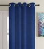 Blue Satin Solid 7FT Light Filtering Eyelet Door Curtains (Pack of 2)
