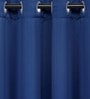 Blue Satin Solid 7FT Light Filtering Eyelet Door Curtains (Pack of 2)