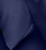 Blue Satin Striped 210 TC Pure Cotton King Sized Bedsheet with 2 Pillow Covers