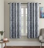 Blue Traditional Cotton 5 Ft Light Filtering Eyelet Window Curtain