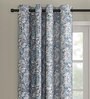 Blue Traditional Cotton 5 Ft Light Filtering Eyelet Window Curtain