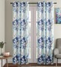 Blue Abstract Cotton 7 Ft Light Filtering Eyelet Door Curtain
