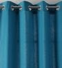 Blue Solid Cotton 7 Ft Light Filtering Eyelet Door Curtain