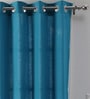 Blue Solid Cotton 7 Ft Light Filtering Eyelet Door Curtain