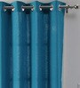 Blue Cotton Solid 9ft Light Filtering Eyelet 1 Pc Door Curtain