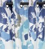 Blue Floral Cotton 5 Ft Light Filtering Eyelet Window Curtain