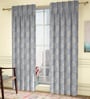 Blue Floral Poly Cotton 7 Ft Light Filtering Pinch Pleat Door Curtains (Set of 2)