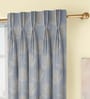 Blue Floral Poly Cotton 7 Ft Light Filtering Pinch Pleat Door Curtains (Set of 2)
