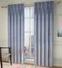 Blue Solid Poly Cotton 5 Ft Light Filtering Pinch Pleat Window Curtains (Set of 2)