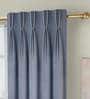 Blue Solid Poly Cotton 5 Ft Light Filtering Pinch Pleat Window Curtains (Set of 2)