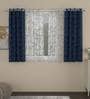 Blue Semisheer Polyester 5 Feet Eyelet Set of 4 Curtains