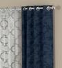Blue Traditional Polyester 5 Ft Semisheer Eyelet Window Curtains (Set of 4)