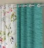 Green Polyester Floral 5ft Semisheer Eyelet 4 Pcs Window Curtains