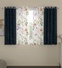 Grey Polyester Floral 5ft Semisheer Eyelet 4 Pcs Window Curtains