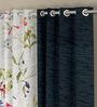 Grey Polyester Floral 5ft Semisheer Eyelet 4 Pcs Window Curtains