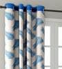 Blue Floral Polyester 5 Ft Semisheer Eyelet Window Curtains (Set of 2)