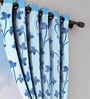 Blue Floral Polyester 5 Ft Semisheer Eyelet Window Curtains (Set of 2)
