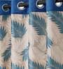 Blue Floral Polyester 5 Ft Semisheer Eyelet Window Curtains (Set of 2)