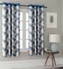 Blue Floral Polyester 5 Ft Semisheer Eyelet Window Curtains (Set of 2)