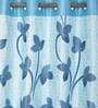 Blue Floral Polyester 5 Ft Semisheer Eyelet Window Curtains (Set of 2)