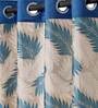 Blue Floral Polyester 7 Ft Semisheer Eyelet Door Curtains (Set of 2)