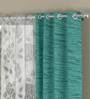 Blue Semisheer Polyester 7 Feet Eyelet Set of 4 Curtains
