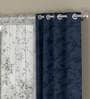 Blue Polyester FLoral 7ft Semisheer Eyelet 4 Pcs Door Curtains