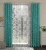 Blue Semisheer Polyester 7 Feet Eyelet Set of 4 Curtains