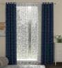 Blue Polyester FLoral 7ft Semisheer Eyelet 4 Pcs Door Curtains