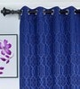 Blue Semisheer Polyester 9 feet Eyelet Long Door Curtain