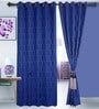 Blue Semisheer Polyester 9 feet Eyelet Long Door Curtain