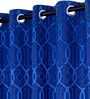 Blue Semisheer Polyester 9 feet Eyelet Long Door Curtain