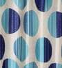 Blue Geometric Polyester 9 Ft Semisheer Eyelet Door Curtains (Set of 2)