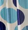 Blue Geometric Polyester 9 Ft Semisheer Eyelet Door Curtains (Set of 2)