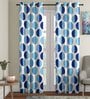 Blue Geometric Polyester 9 Ft Semisheer Eyelet Door Curtains (Set of 2)