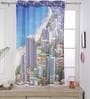 Blue Silk Semisheer 5 Feet Eyelet Curtain (1 Piece)