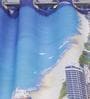 Blue Silk Semisheer 5 Feet Eyelet Curtain (1 Piece)
