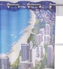 Blue Silk Semisheer 5 Feet Eyelet Curtain (1 Piece)