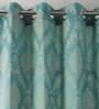 Blue Traditional Silk 7 Ft Light Filtering Eyelet Door Curtain