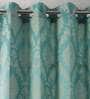 Blue Traditional Silk 9 Ft Light Filtering Eyelet Door Curtain