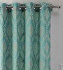 Blue Traditional Silk 9 Ft Light Filtering Eyelet Door Curtain
