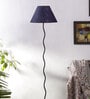 Adriana Blue Jute Shade Club Floor Lamp With Iron Base