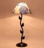 White & Blue Shade Table Lamp With Metal Base
