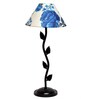 White & Blue Shade Table Lamp With Metal Base